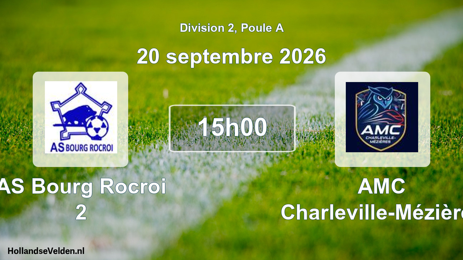 Match programmé: AS Bourg Rocroi 2 - AMC Charleville-Mézières (20 septembre 2026)