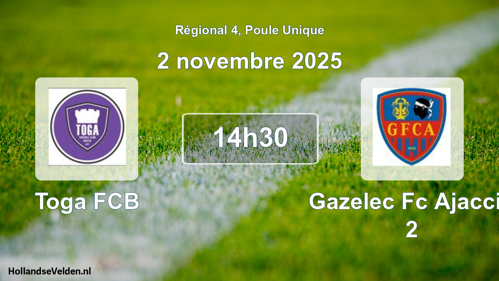 Geplande wedstrijd: Toga FCB - Gazelec Fc Ajaccio 2 (2 november 2025)