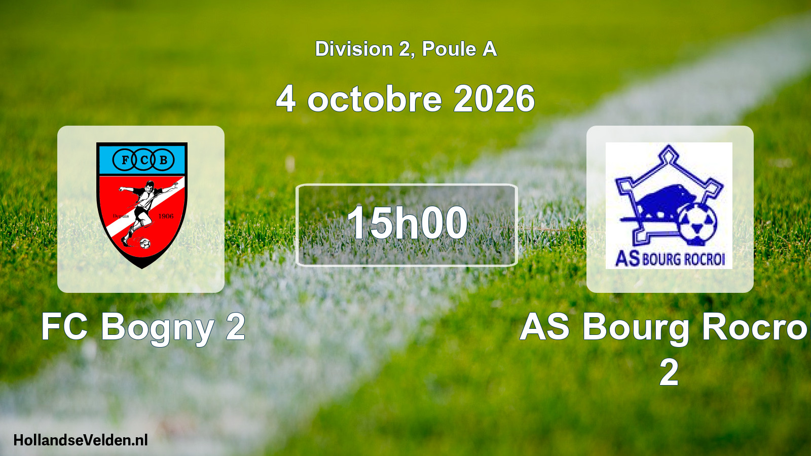Match programmé: FC Bogny 2 - AS Bourg Rocroi 2 (4 octobre 2026)