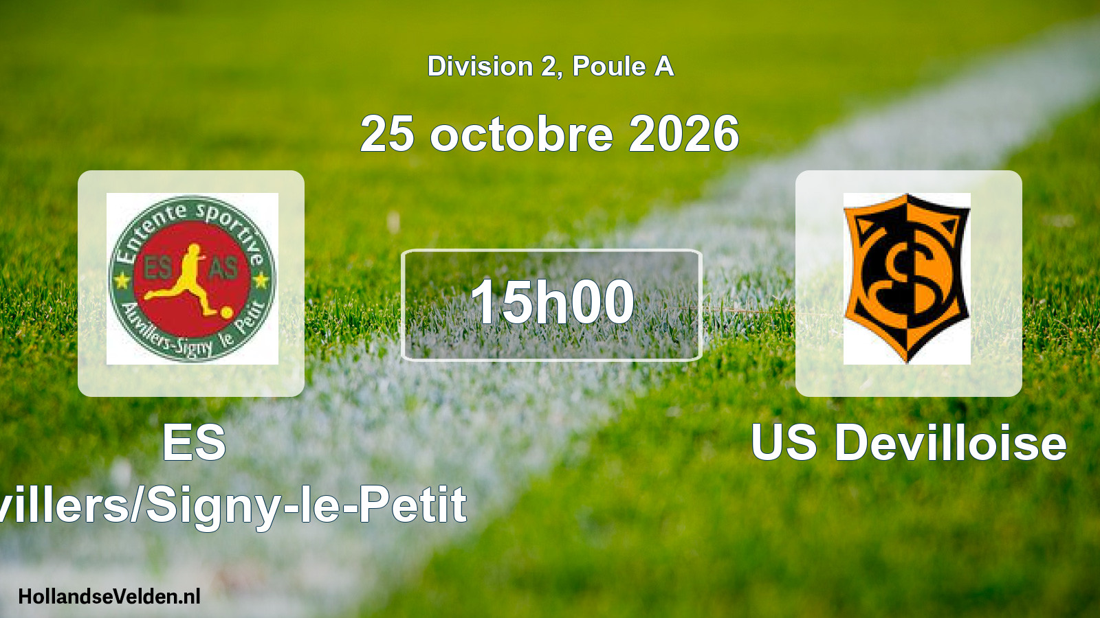 Match programmé: ES Auvillers/Signy-le-Petit - US Devilloise (25 octobre 2026)