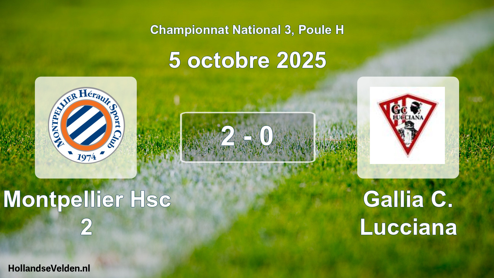 Gespeelde wedstrijd: Montpellier Hsc 2 - Gallia C. Lucciana 2 - 0 (5 octobre 2025)