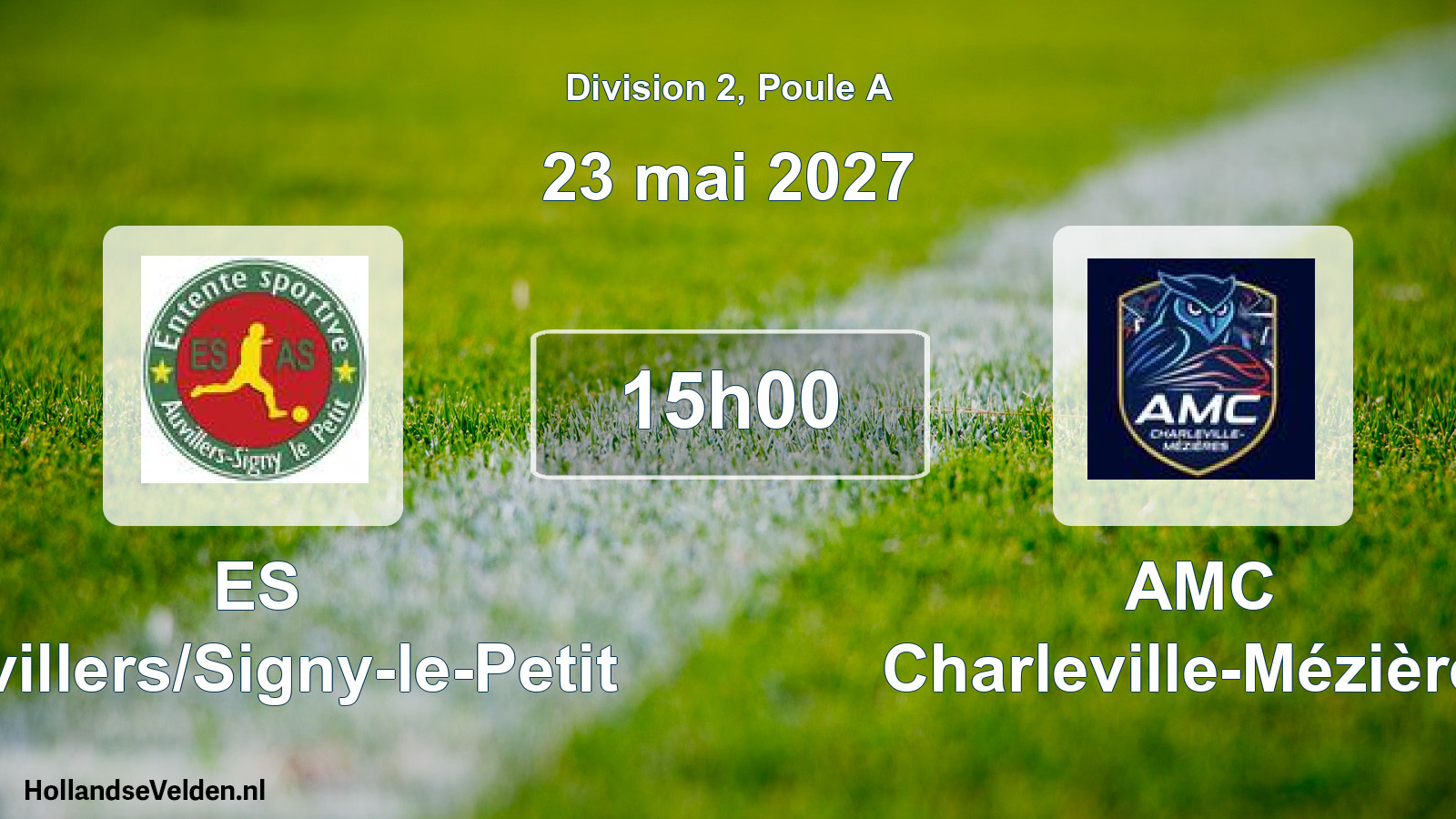 Match programmé: ES Auvillers/Signy-le-Petit - AMC Charleville-Mézières (23 mai 2027)