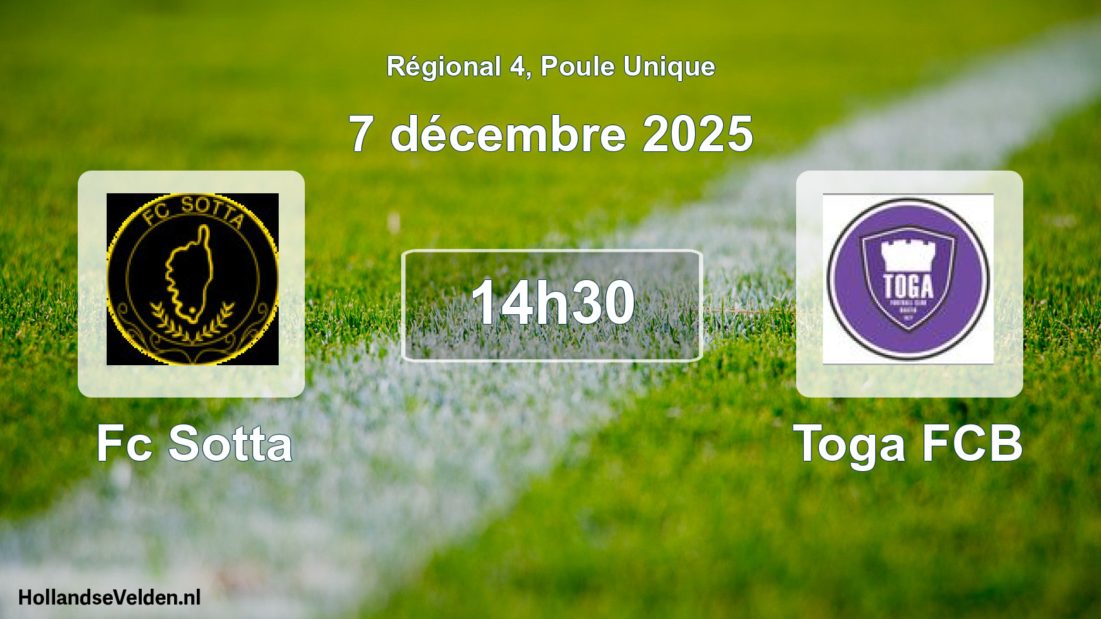 Geplande wedstrijd: Fc Sotta - Toga FCB (7 décembre 2025)