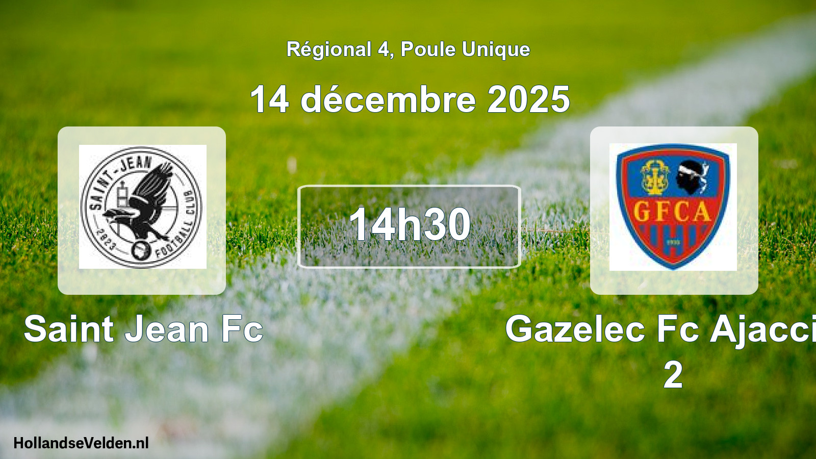 Scheduled Match: Saint Jean Fc - Gazelec Fc Ajaccio 2 (14 December 2025)
