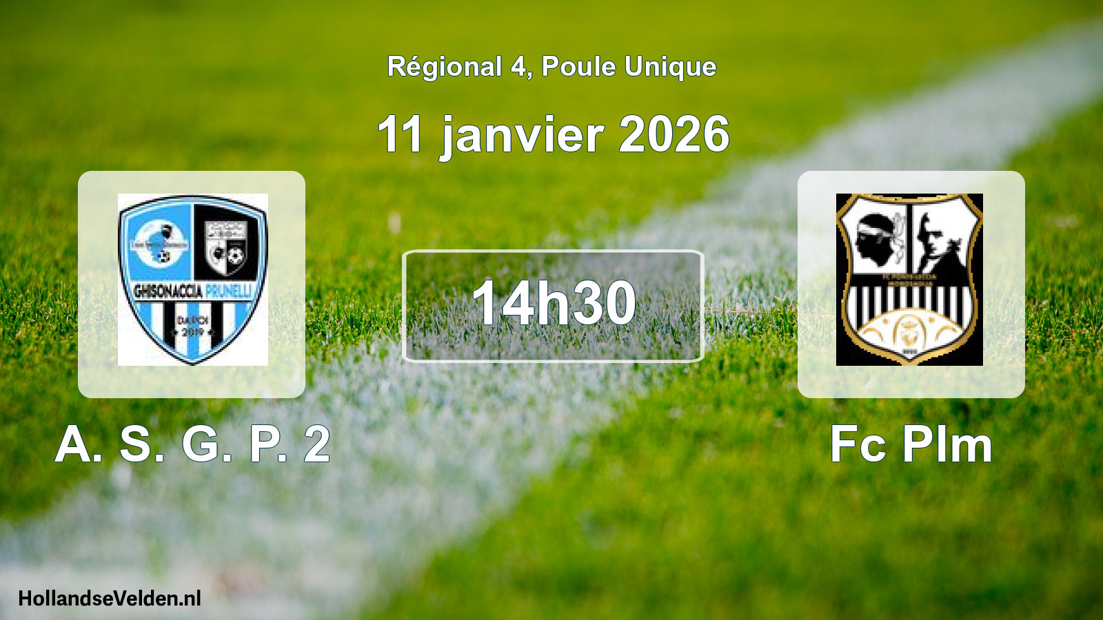 Geplande wedstrijd: A. S. G. P. 2 - Fc Plm (11 janvier 2026)