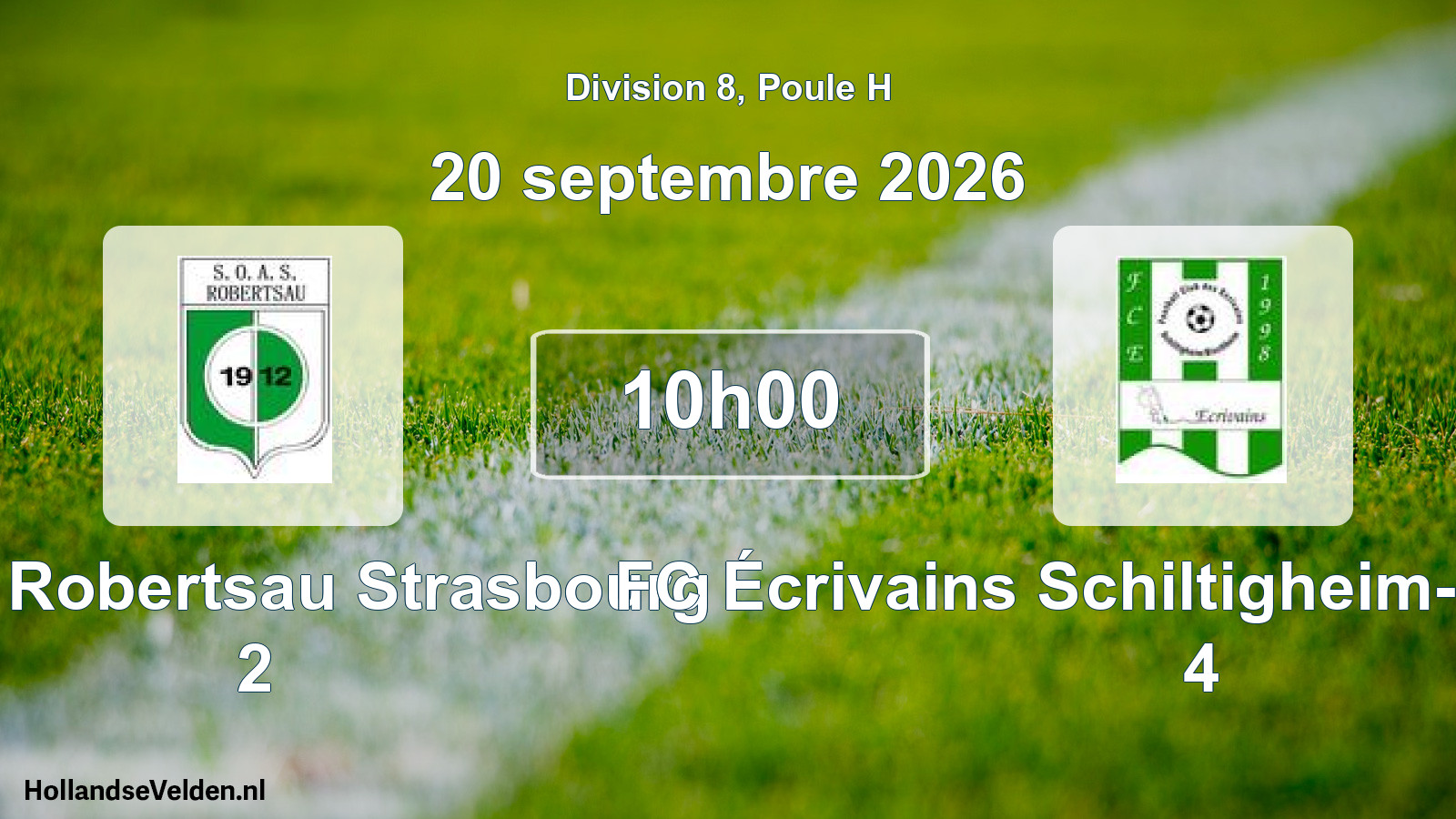 Scheduled Match: SOAS Robertsau Strasbourg 2 - FC Écrivains Schiltigheim-Bischheim 4 (20 September 2026)
