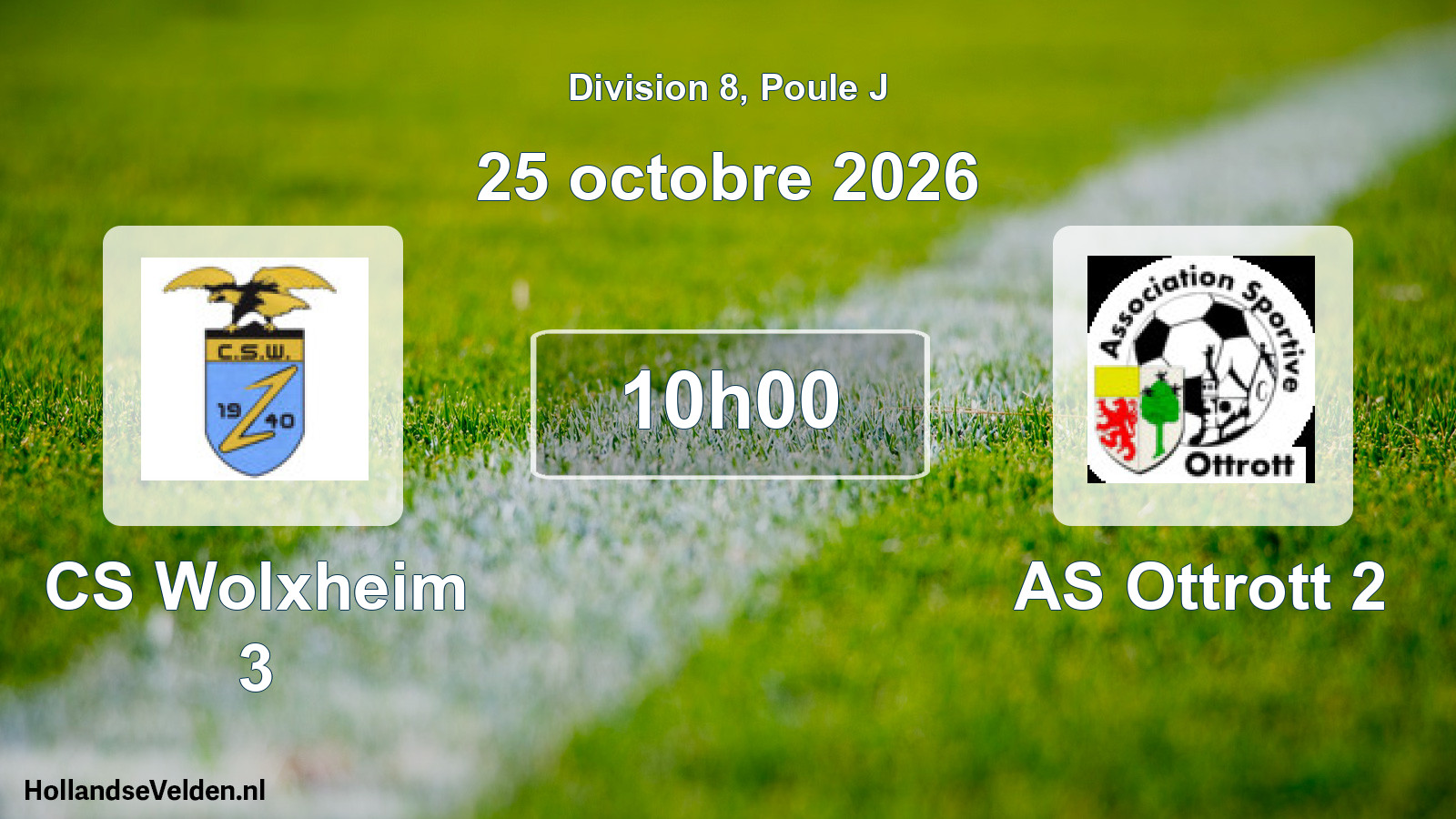 Match programmé: CS Wolxheim 3 - AS Ottrott 2 (25 octobre 2026)