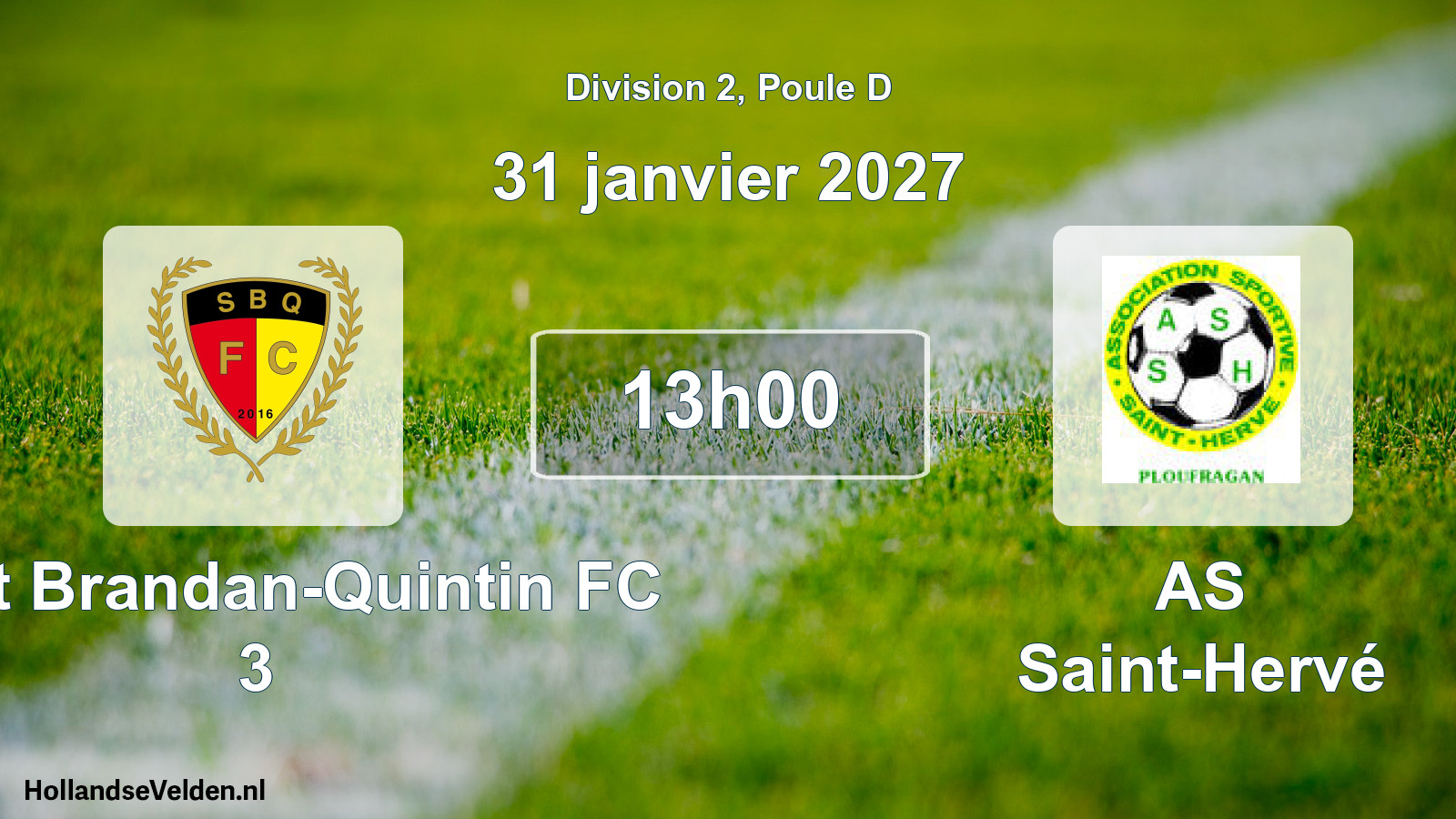 Match programmé: Saint Brandan-Quintin FC 3 - AS Saint-Hervé (31 janvier 2027)