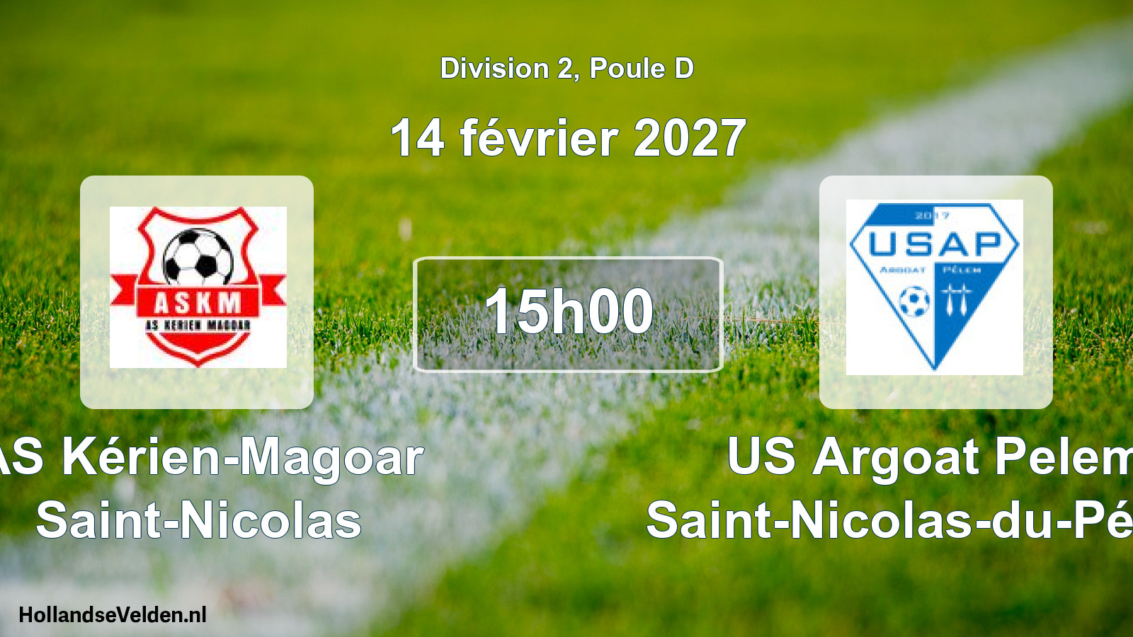 Match programmé: AS Kérien-Magoar Saint-Nicolas - US Argoat Pelem Saint-Nicolas-du-Pélem (14 février 2027)