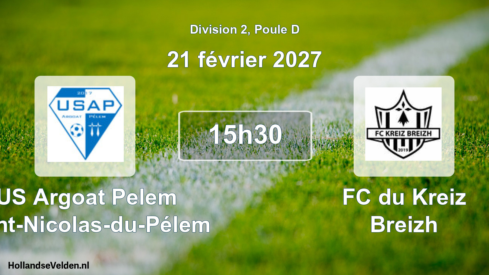 Match programmé: US Argoat Pelem Saint-Nicolas-du-Pélem - FC du Kreiz Breizh (21 février 2027)