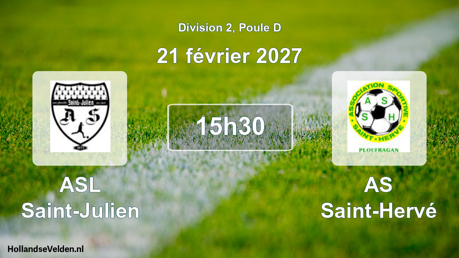 Match programmé: ASL Saint-Julien - AS Saint-Hervé (21 février 2027)