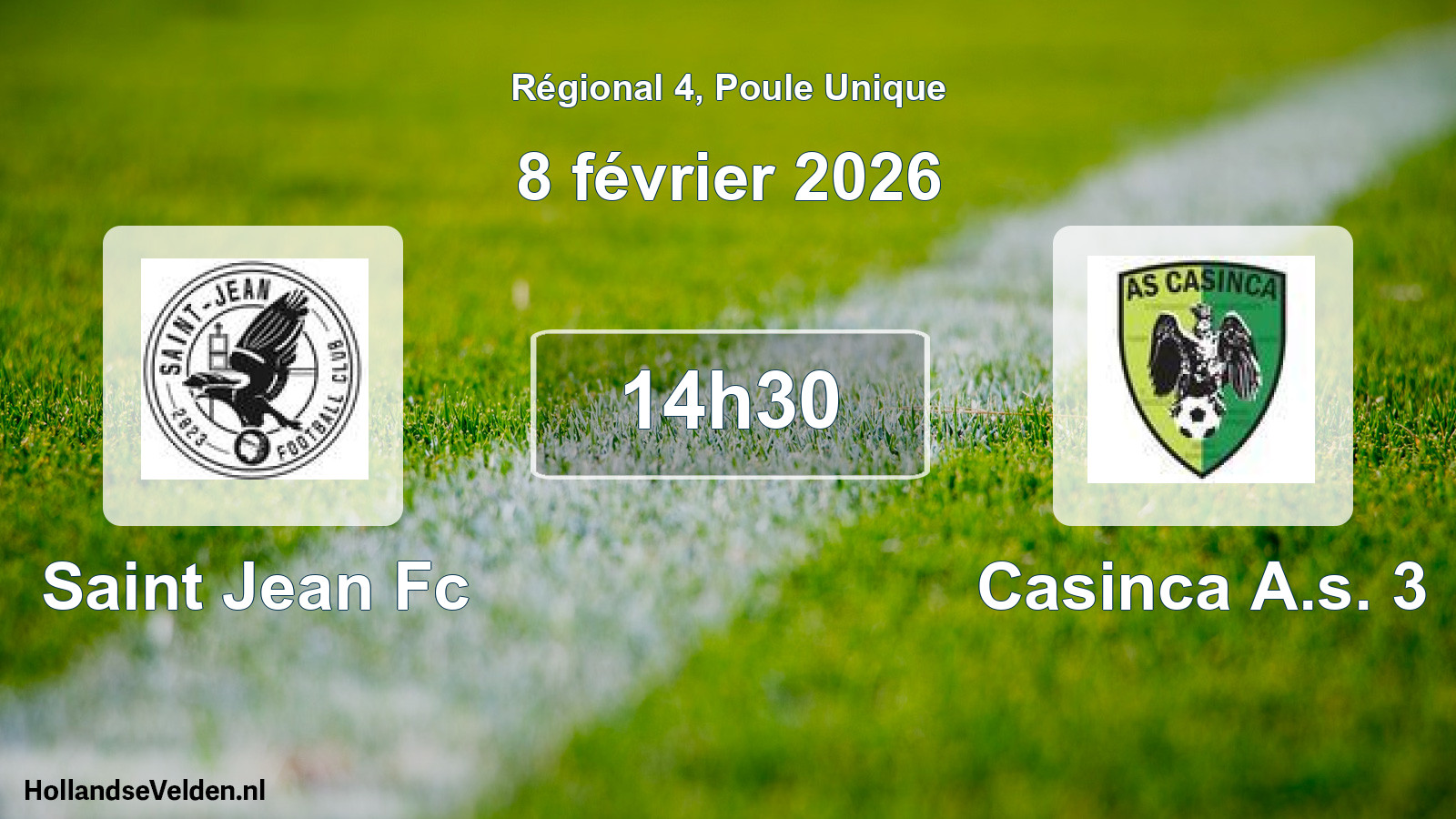 Geplande wedstrijd: Saint Jean Fc - Casinca A.s. 3 (8 février 2026)