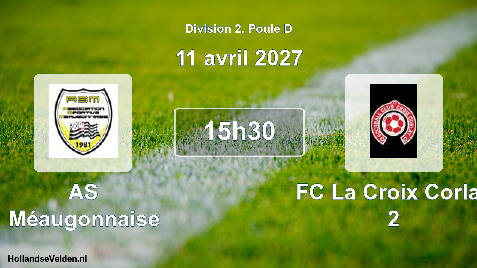 Match programmé: AS Méaugonnaise - FC La Croix Corlay 2 (11 avril 2027)