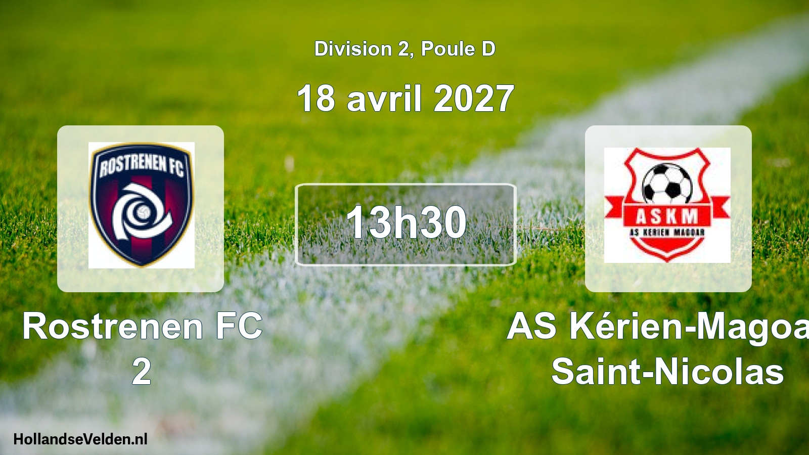 Match programmé: Rostrenen FC 2 - AS Kérien-Magoar Saint-Nicolas (18 avril 2027)