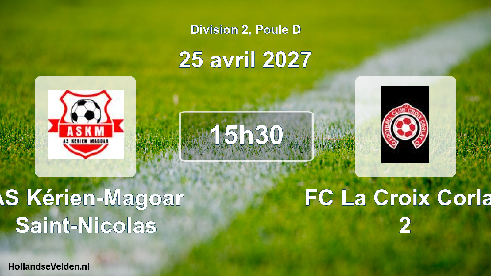 Match programmé: AS Kérien-Magoar Saint-Nicolas - FC La Croix Corlay 2 (25 avril 2027)
