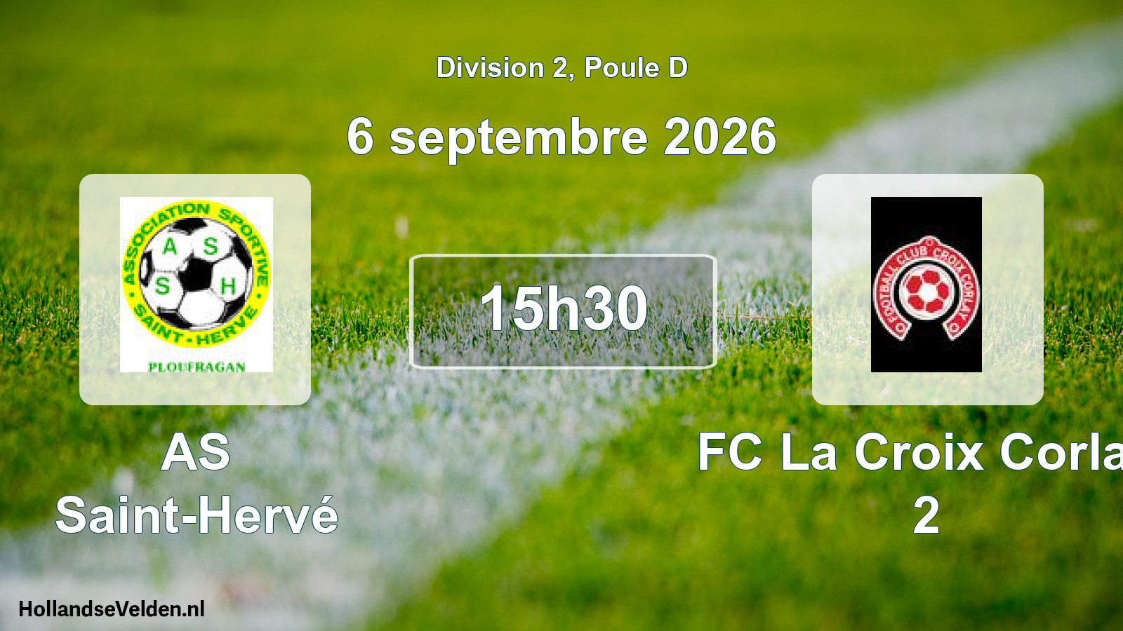 Match programmé: AS Saint-Hervé - FC La Croix Corlay 2 (6 septembre 2026)