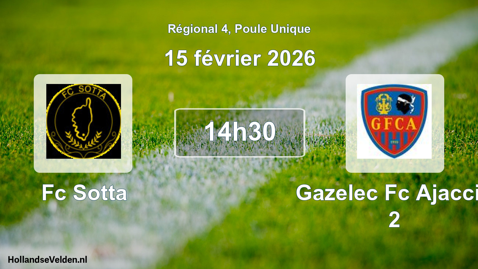 Geplande wedstrijd: Fc Sotta - Gazelec Fc Ajaccio 2 (15 februari 2026)