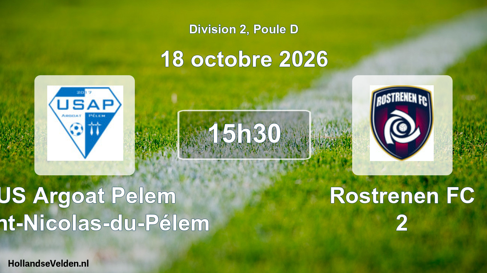 Match programmé: US Argoat Pelem Saint-Nicolas-du-Pélem - Rostrenen FC 2 (18 octobre 2026)