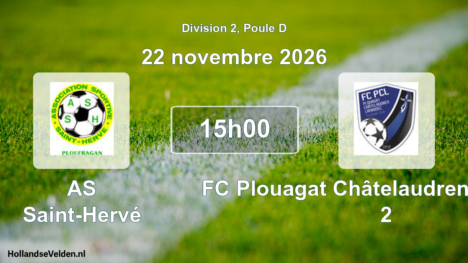 Scheduled Match: AS Saint-Hervé - FC Plouagat Châtelaudren Lanrodec 2 (22 November 2026)