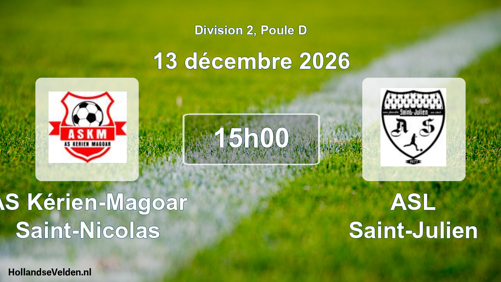 Match programmé: AS Kérien-Magoar Saint-Nicolas - ASL Saint-Julien (13 décembre 2026)