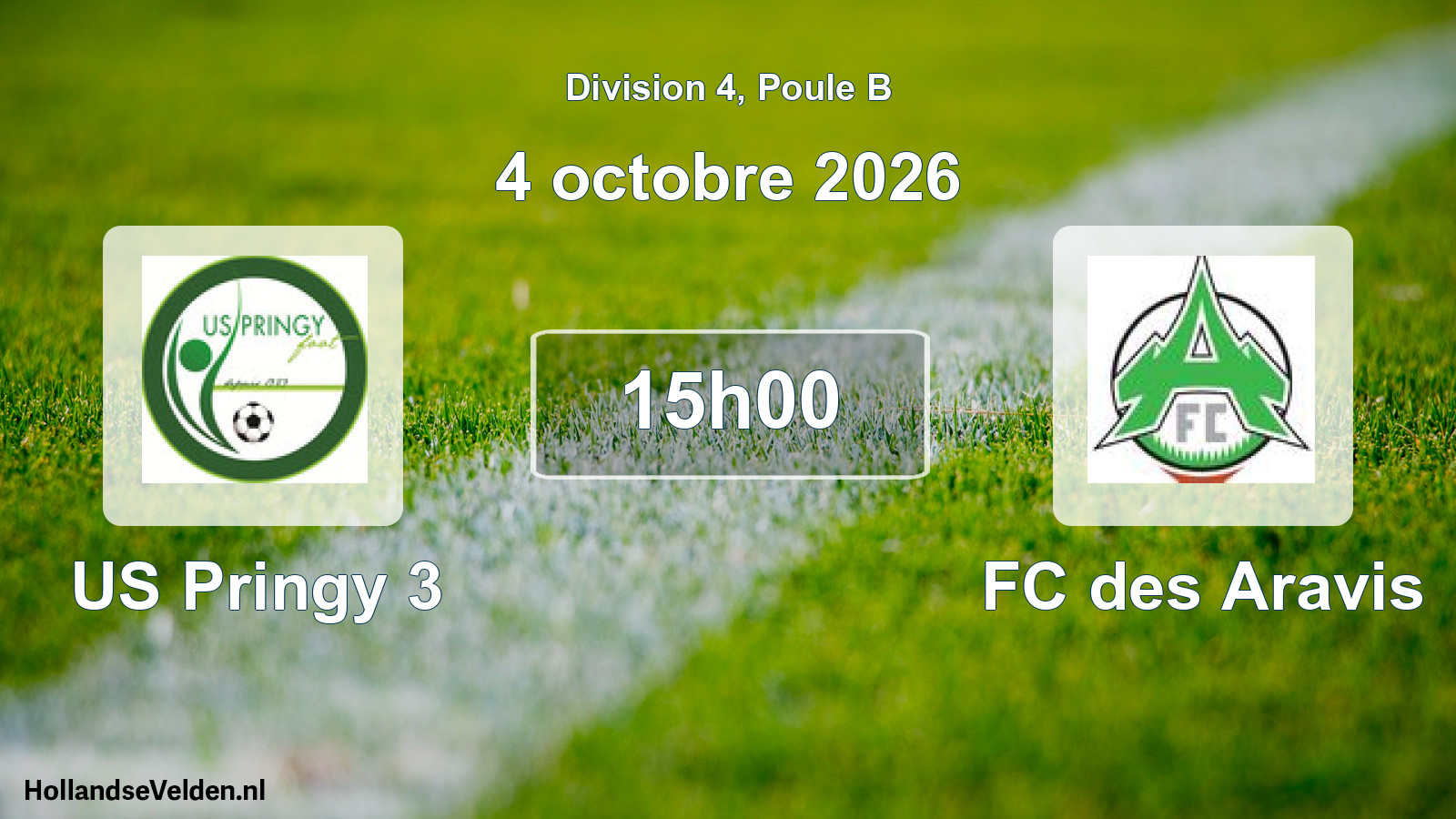 Match programmé: US Pringy 3 - FC des Aravis (4 octobre 2026)
