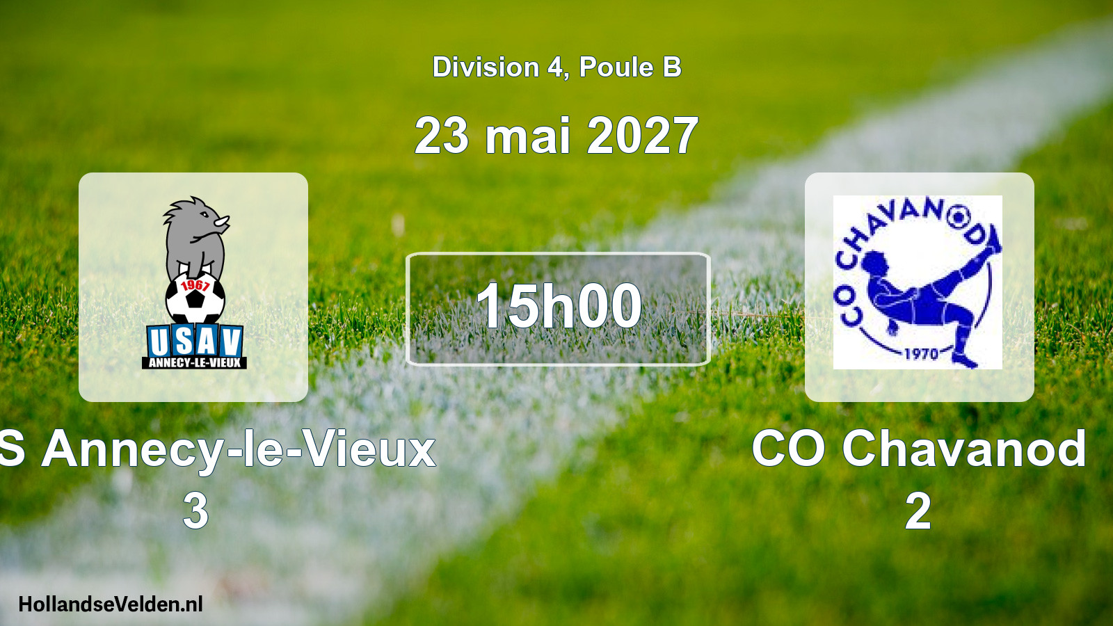 Match programmé: US Annecy-le-Vieux 3 - CO Chavanod 2 (23 mai 2027)