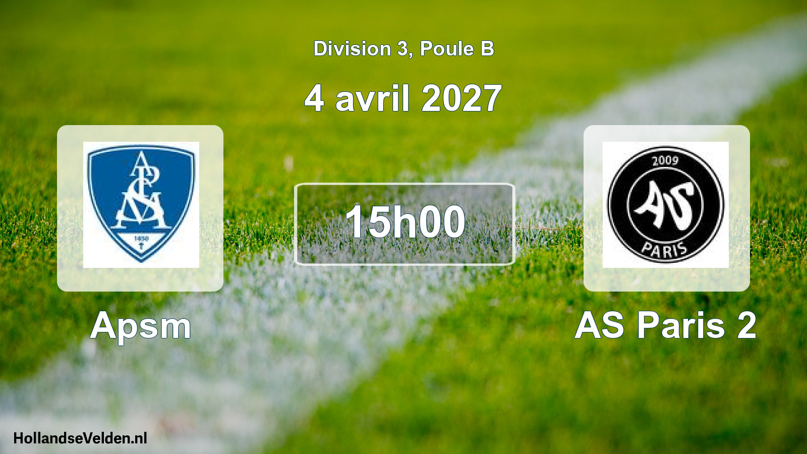Geplande wedstrijd: Apsm - AS Paris 2 (4 april 2027)