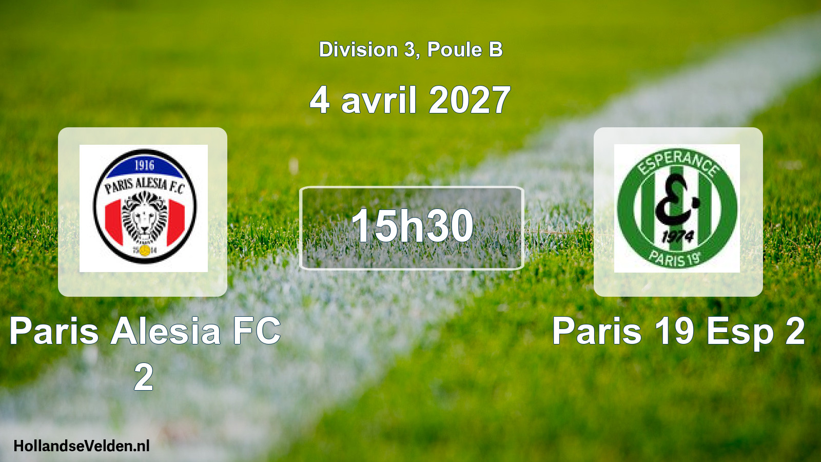 Match programmé: Paris Alesia FC 2 - Paris 19 Esp 2 (4 avril 2027)