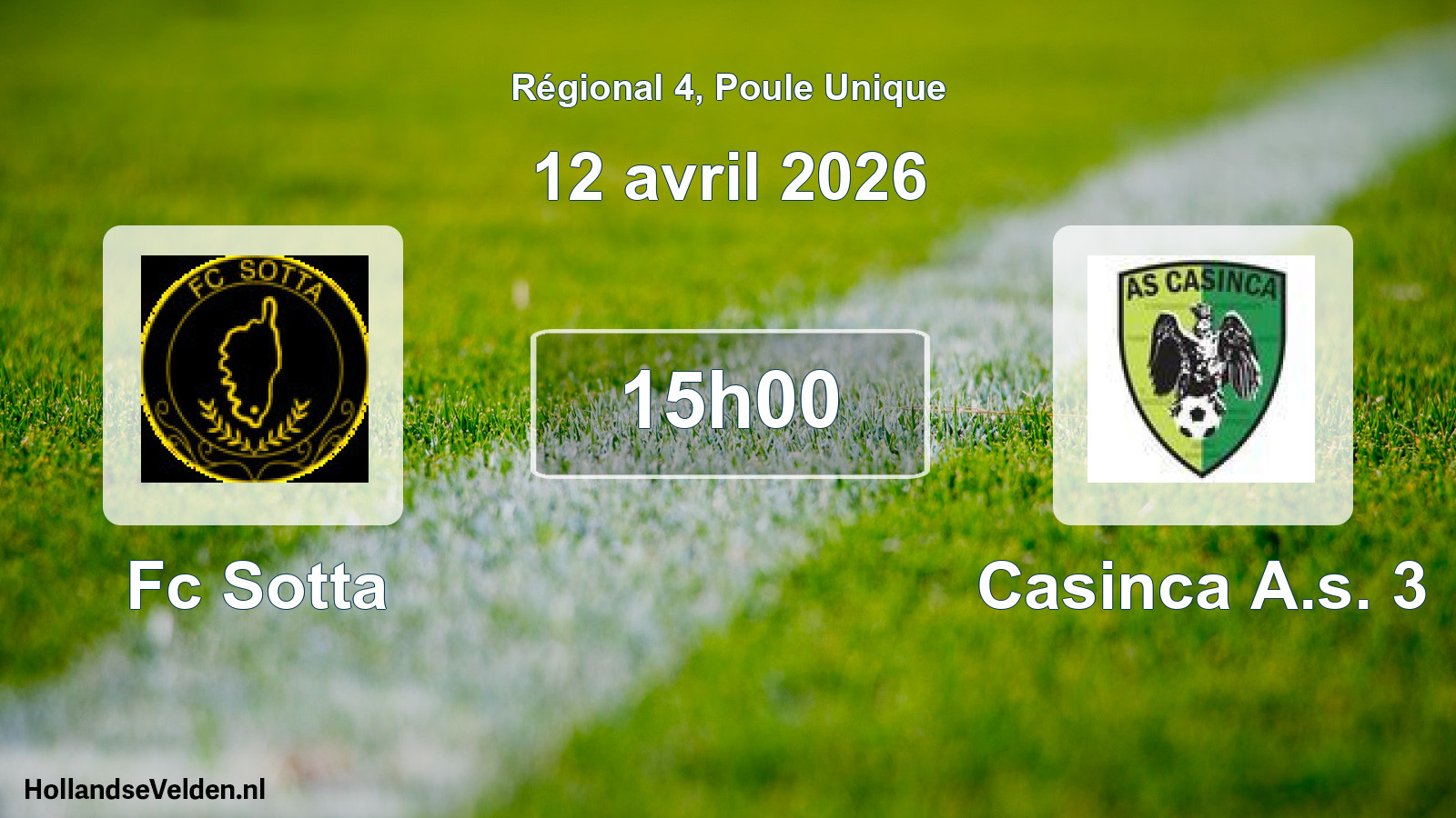 Geplande wedstrijd: Fc Sotta - Casinca A.s. 3 (12 avril 2026)