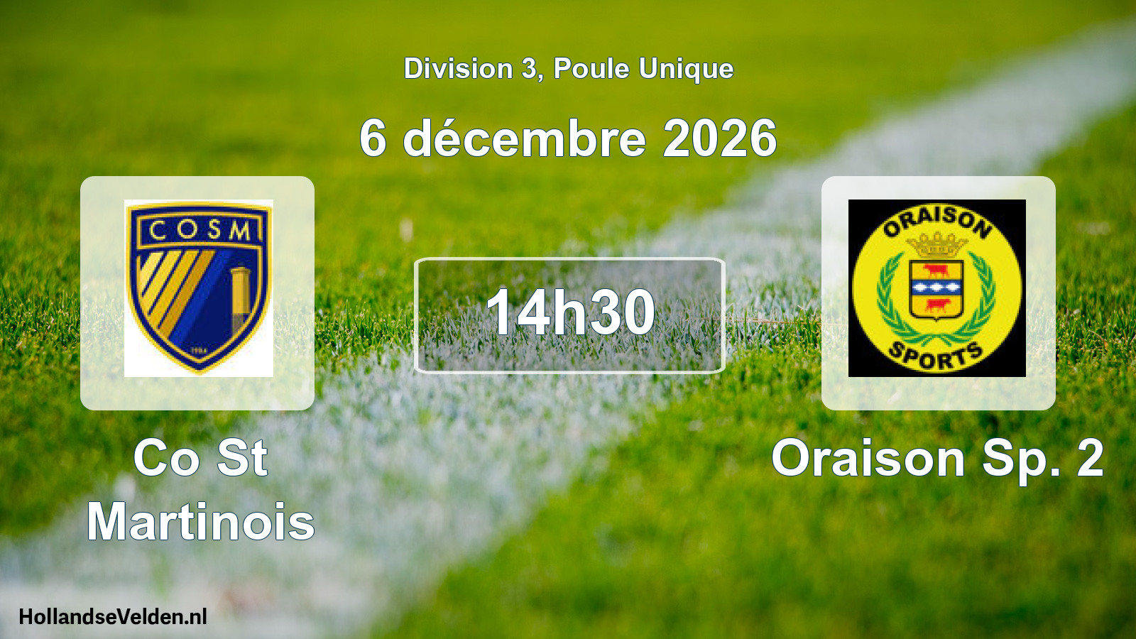 Match programmé: Co St Martinois - Oraison Sp. 2 (6 décembre 2026)