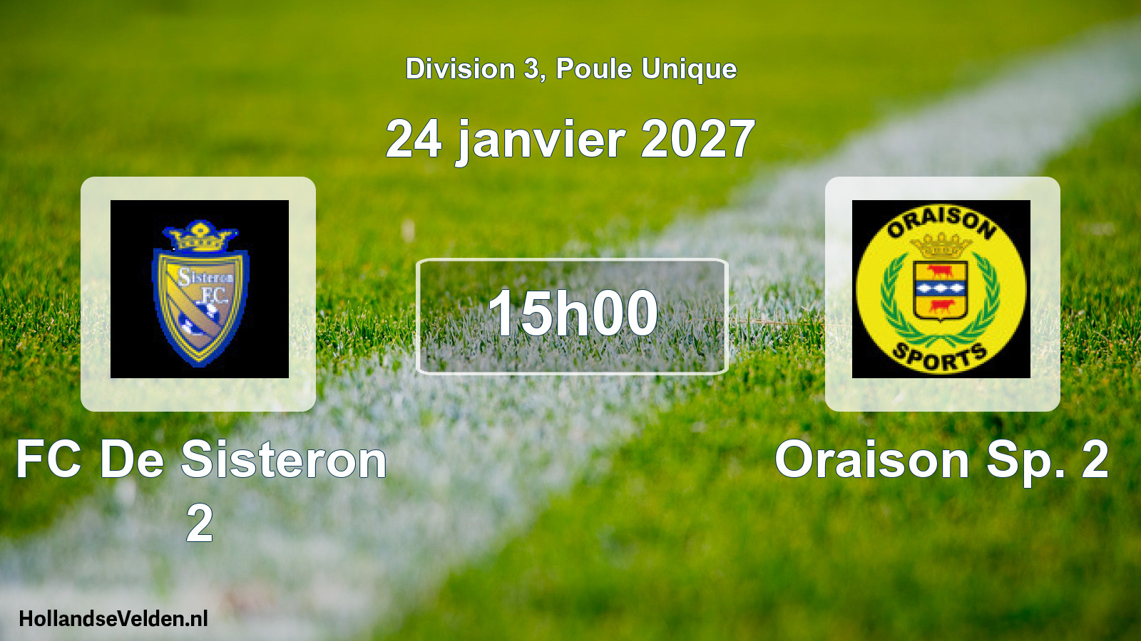 Match programmé: FC De Sisteron 2 - Oraison Sp. 2 (24 janvier 2027)
