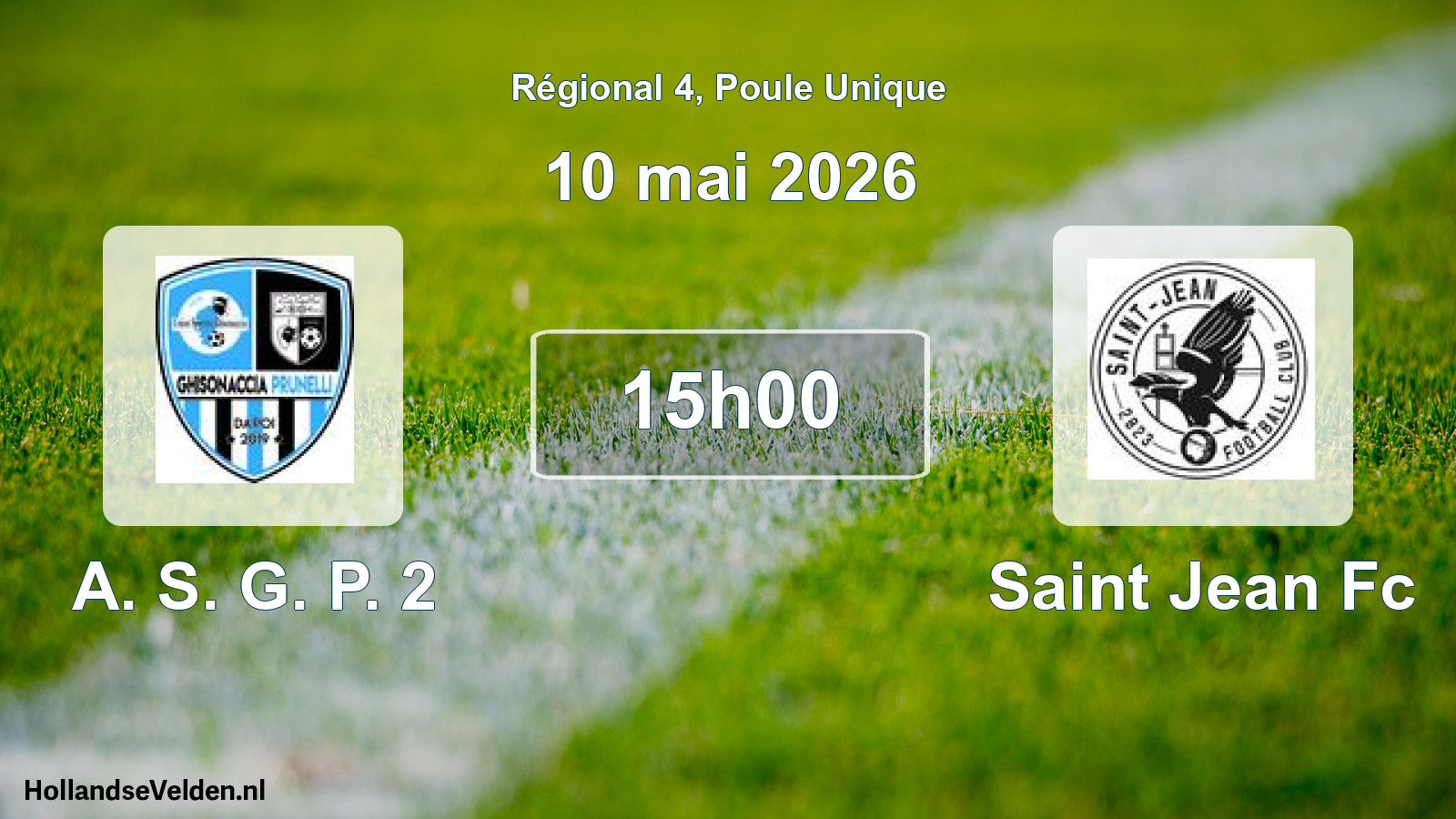 Geplande wedstrijd: A. S. G. P. 2 - Saint Jean Fc (10 mai 2026)