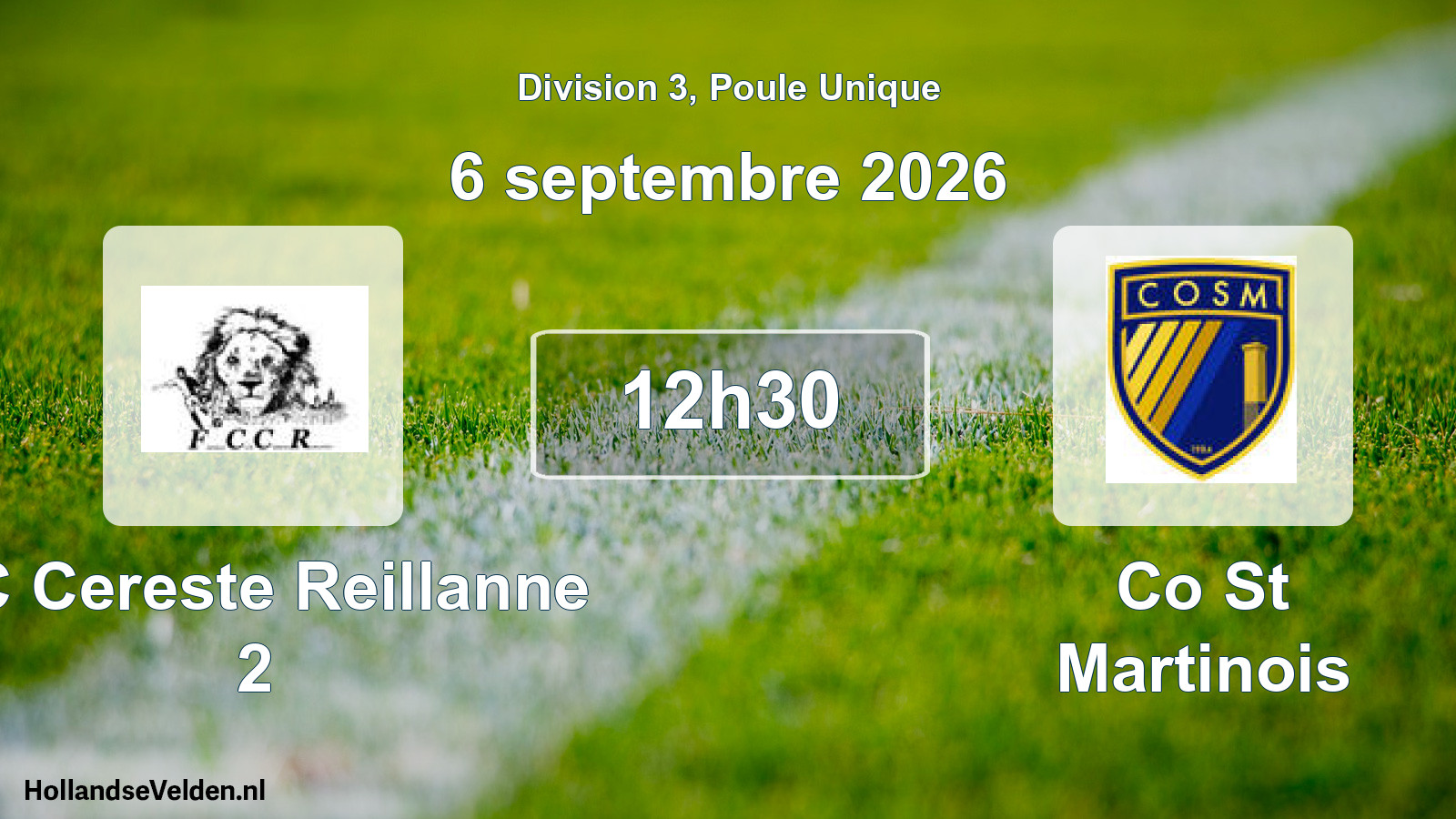 Match programmé: FC Cereste Reillanne 2 - Co St Martinois (6 septembre 2026)