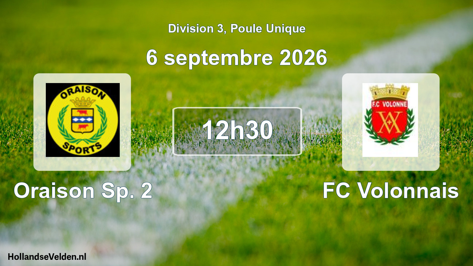 Match programmé: Oraison Sp. 2 - FC Volonnais (6 septembre 2026)