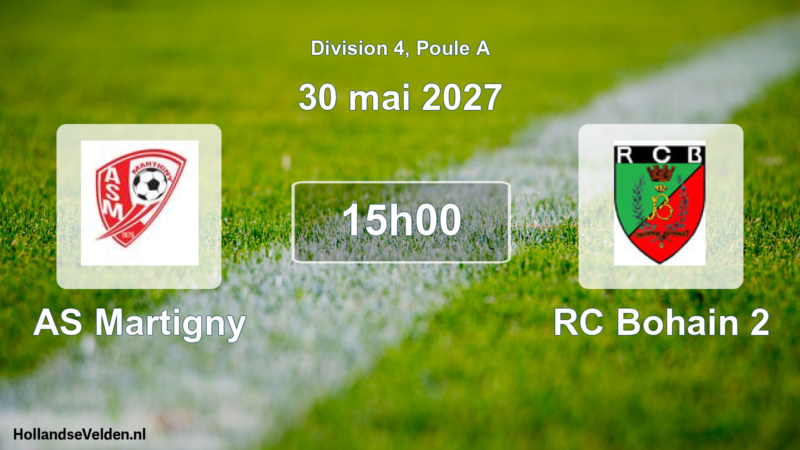 Match programmé: AS Martigny - RC Bohain 2 (30 mai 2027)