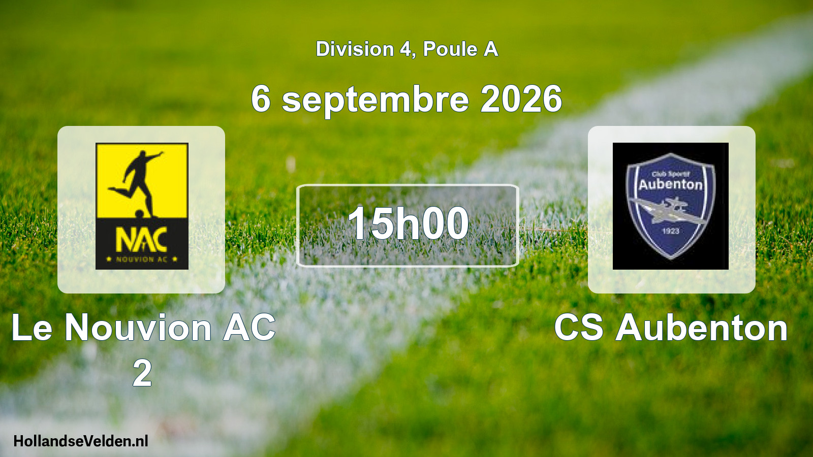 Match programmé: Le Nouvion AC 2 - CS Aubenton (6 septembre 2026)