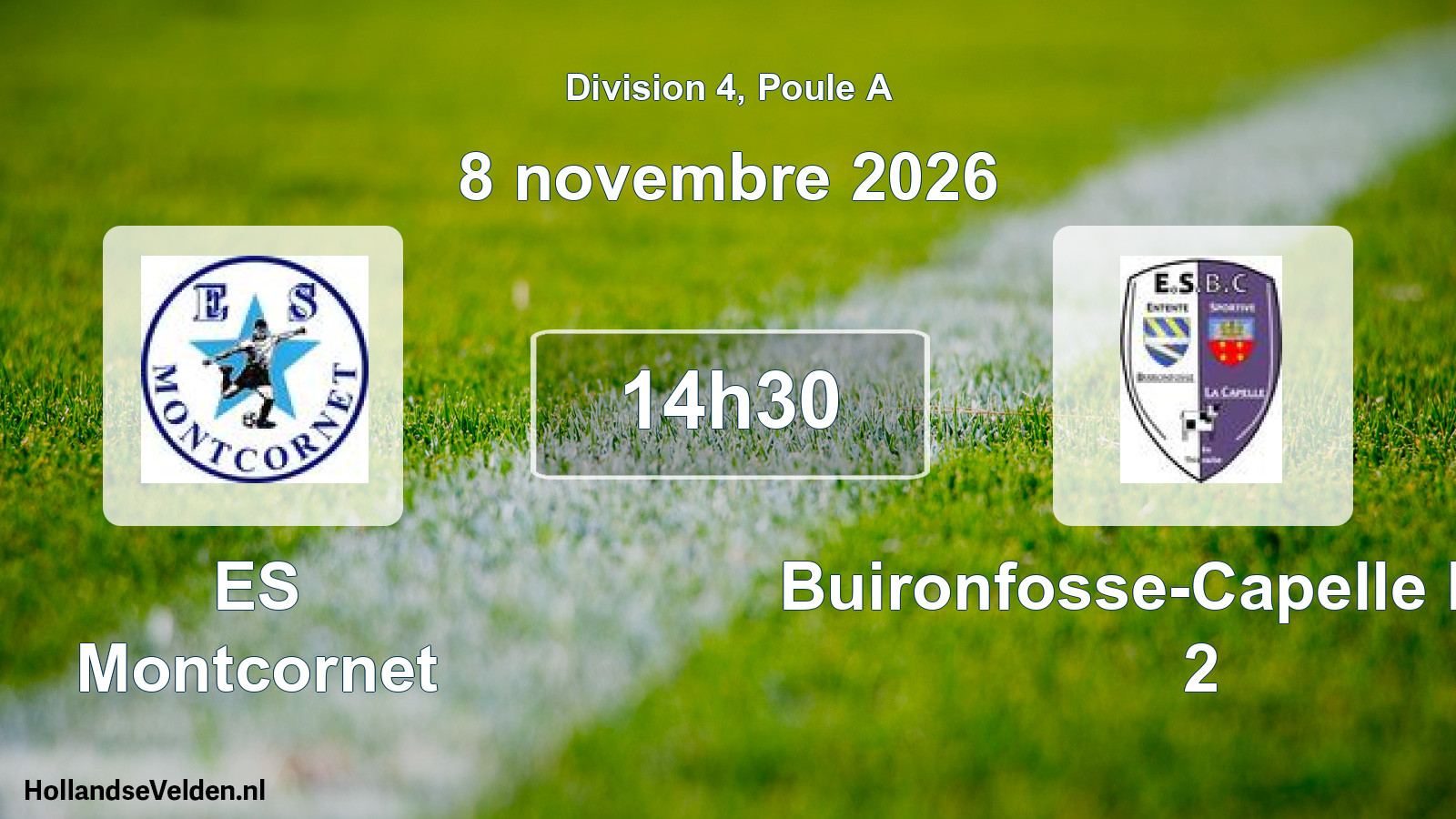 Geplande wedstrijd: ES Montcornet - Buironfosse-Capelle ESUS 2 (8 november 2026)