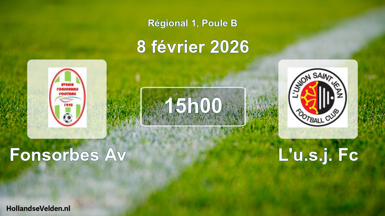 Geplande wedstrijd: Fonsorbes Av - L'u.s.j. Fc (8 février 2026)