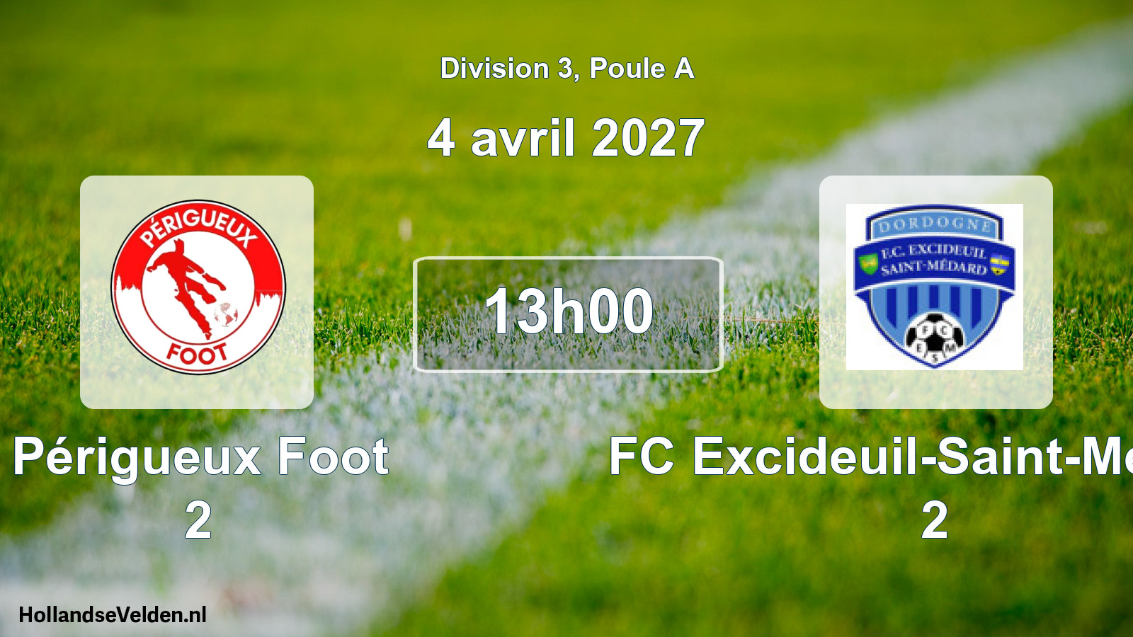 Match programmé: Périgueux Foot 2 - FC Excideuil-Saint-Medard 2 (4 avril 2027)
