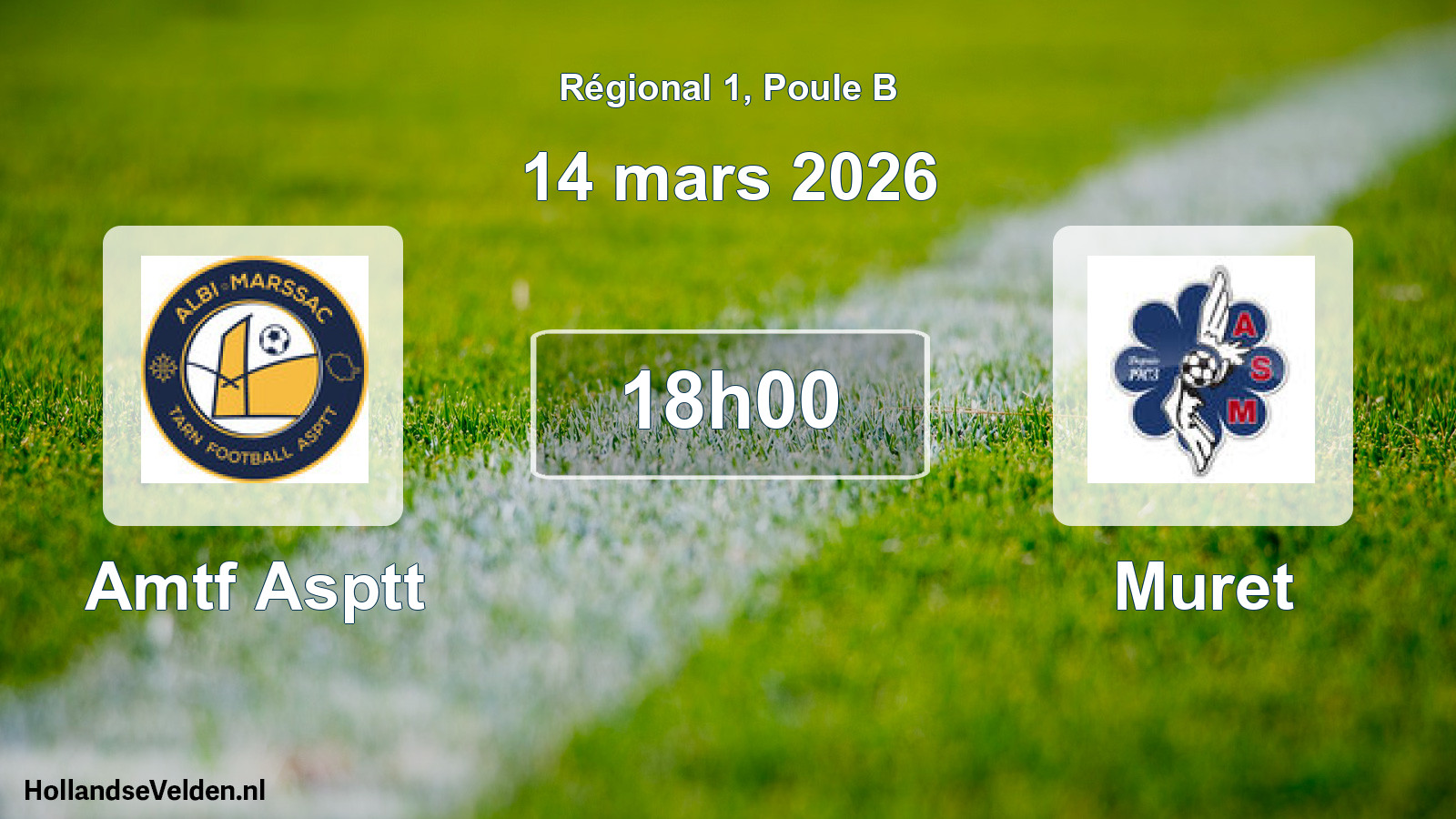 Geplande wedstrijd: Amtf Asptt - Muret (14 mars 2026)