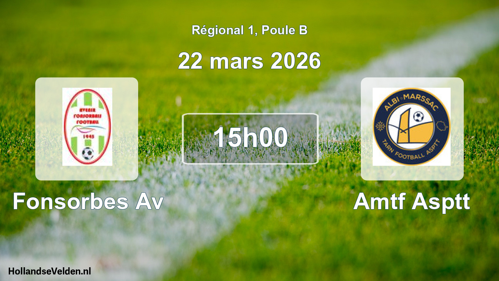 Scheduled Match: Fonsorbes Av - Amtf Asptt (22 March 2026)