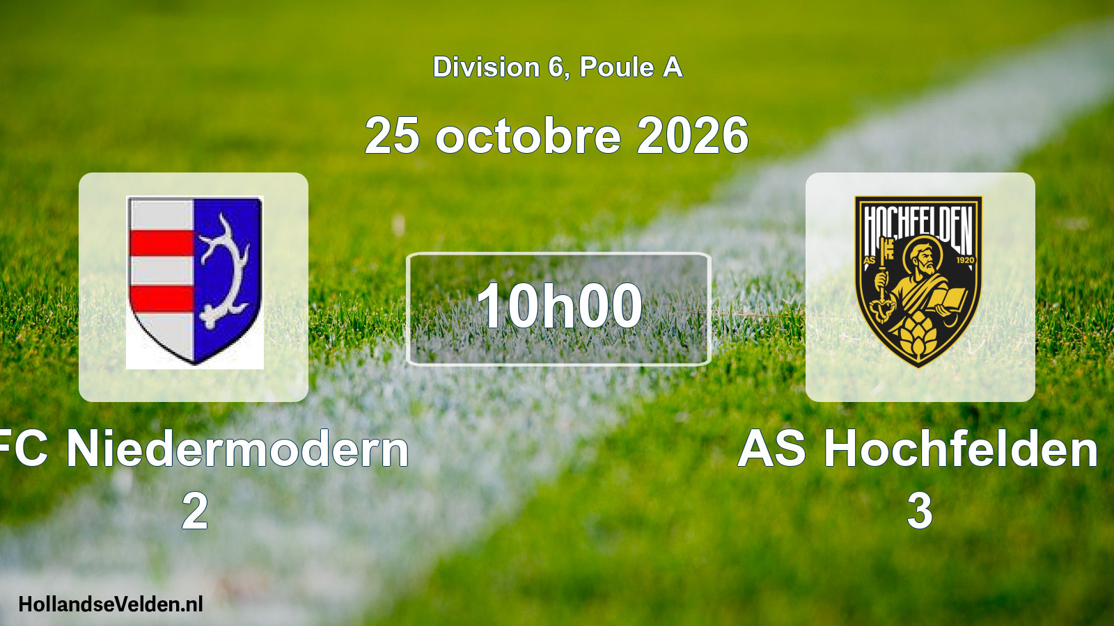Match programmé: FC Niedermodern 2 - AS Hochfelden 3 (25 octobre 2026)