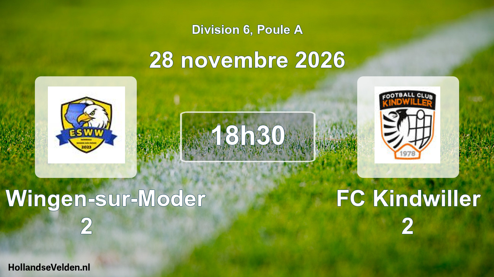 Match programmé: AS Wingen-sur-Moder 2 - FC Kindwiller 2 (28 novembre 2026)