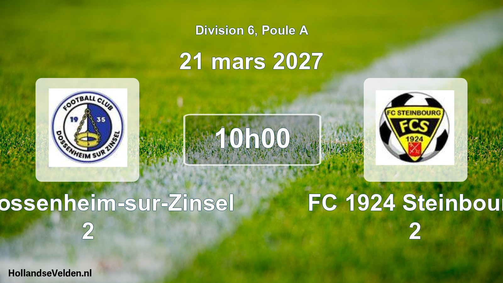 Match programmé: FC Dossenheim-sur-Zinsel 2 - FC 1924 Steinbourg 2 (21 mars 2027)