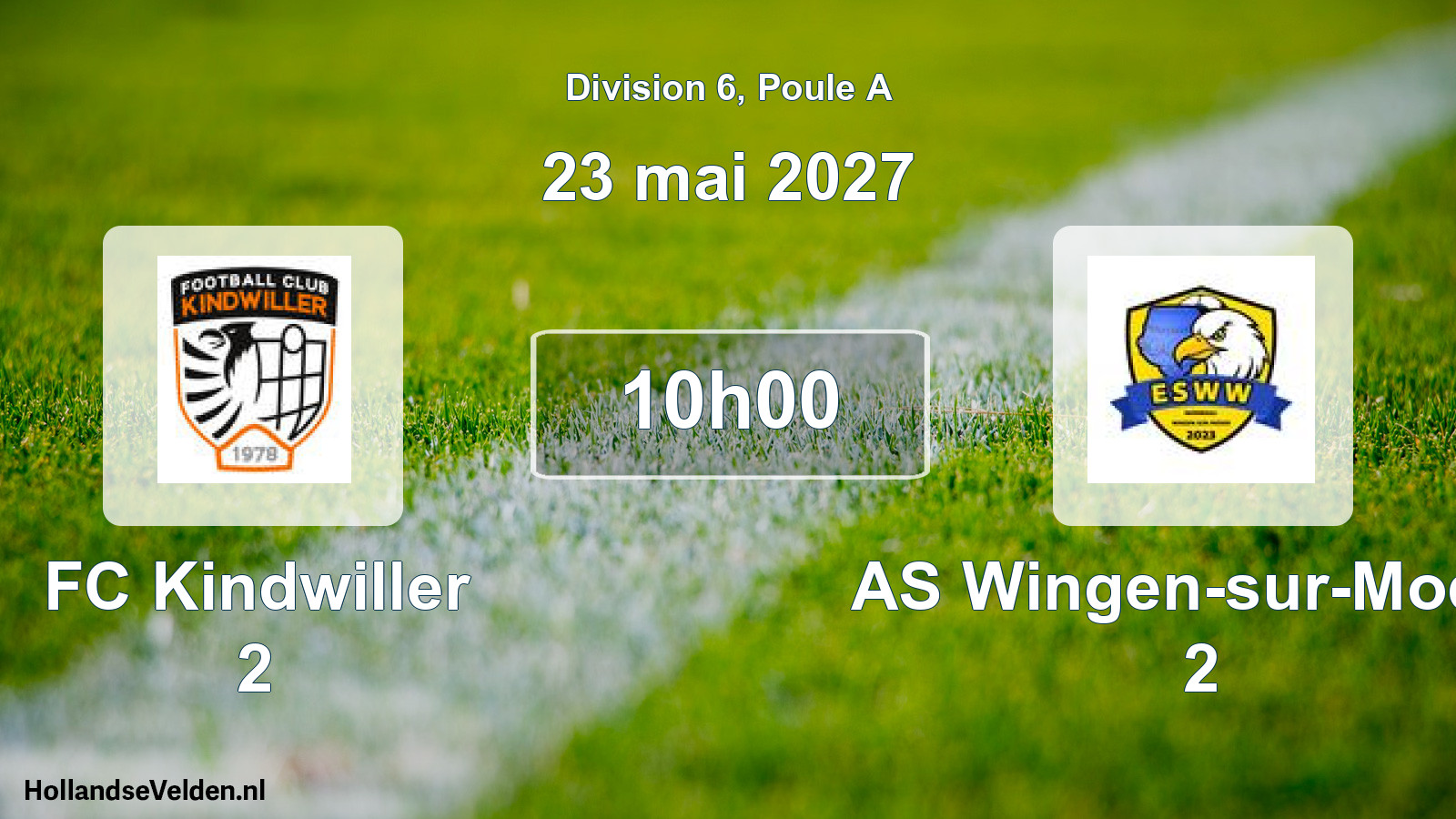Geplande wedstrijd: FC Kindwiller 2 - AS Wingen-sur-Moder 2 (23 mei 2027)