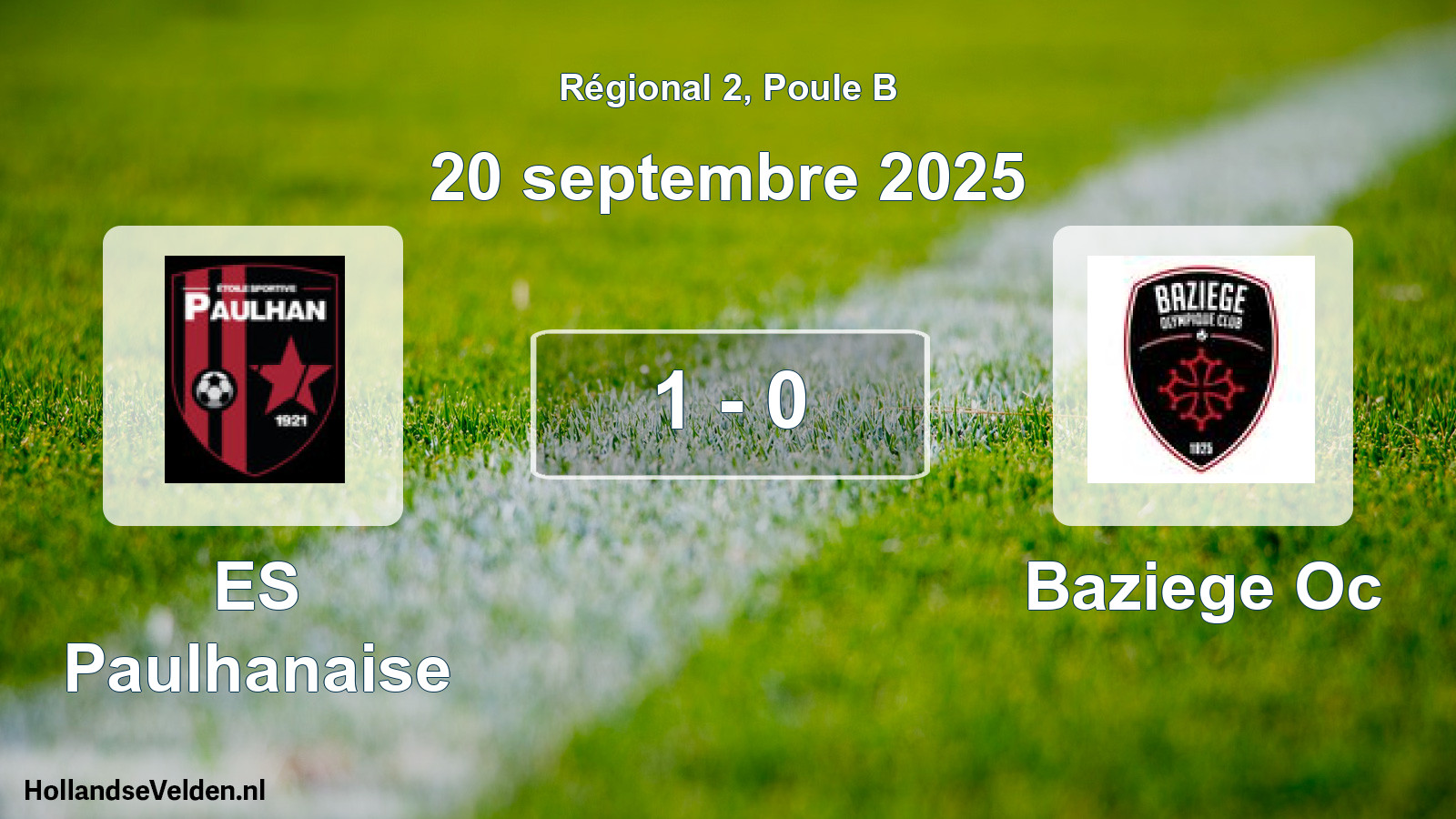 Gespeelde wedstrijd: ES Paulhanaise - Baziege Oc 1 - 0 (20 september 2025)