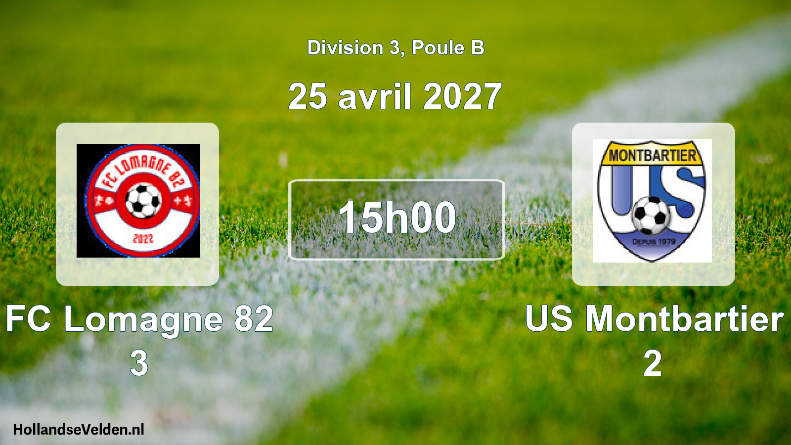Match programmé: FC Lomagne 82 3 - US Montbartier 2 (25 avril 2027)
