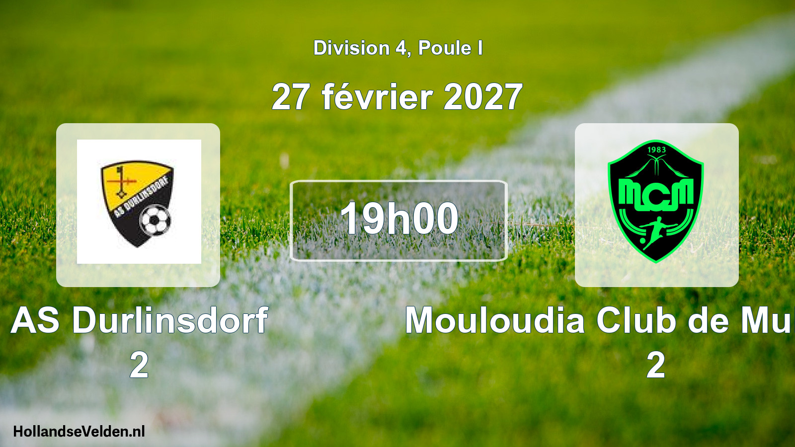 Match programmé: AS Durlinsdorf 2 - Mouloudia Club de Mulhouse 2 (27 février 2027)