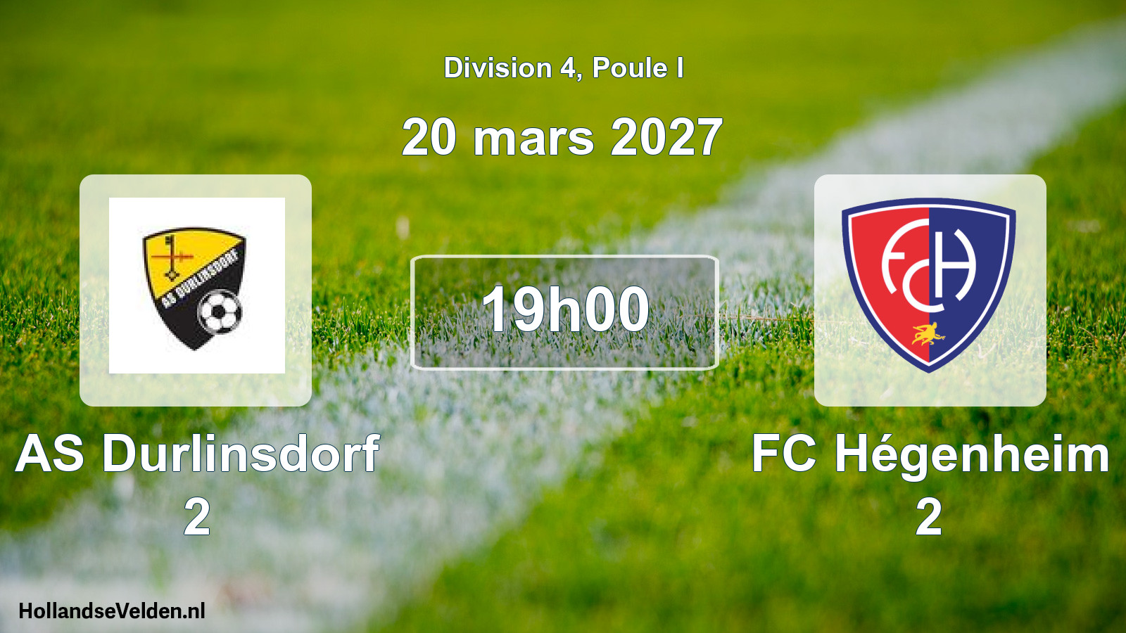 Match programmé: AS Durlinsdorf 2 - FC Hégenheim 2 (20 mars 2027)