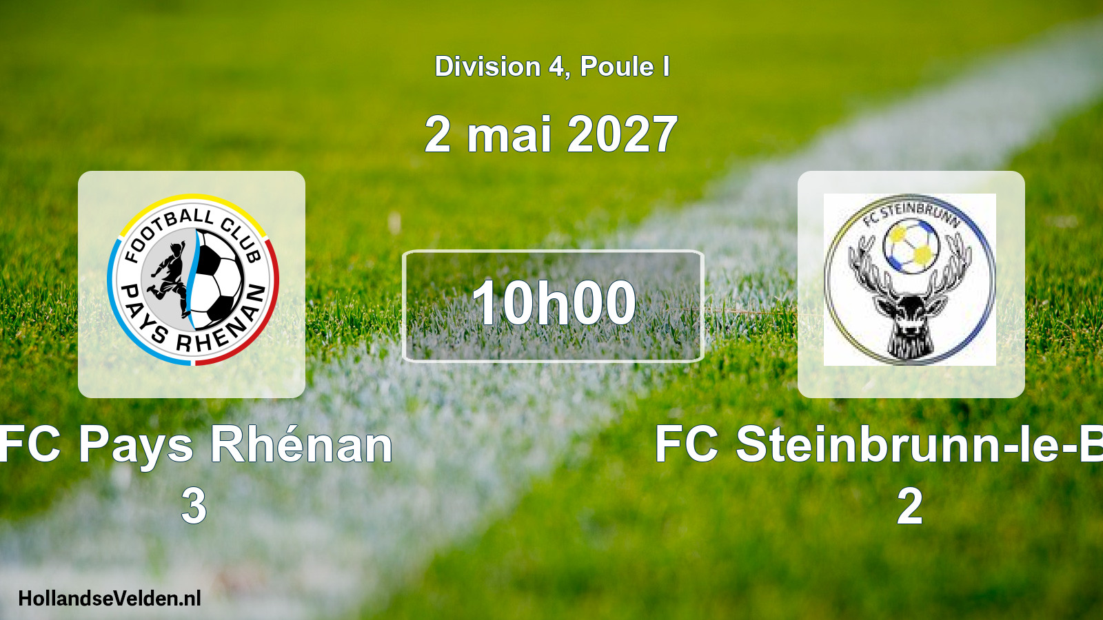 Scheduled Match: FC Pays Rhénan 3 - FC Steinbrunn-le-Bas 2 (2 May 2027)
